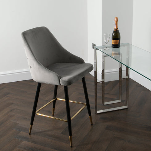Native Home Lifestyle Chesterfield Grey Kitchen Bar Stools (Set Of 2)